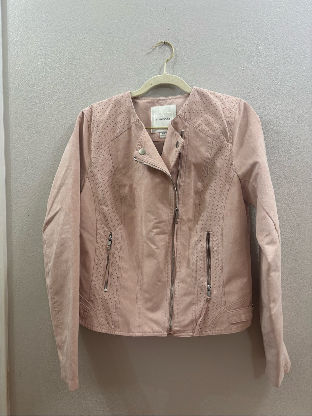 Maurices Blush Pink Faux suede Moto Jacket